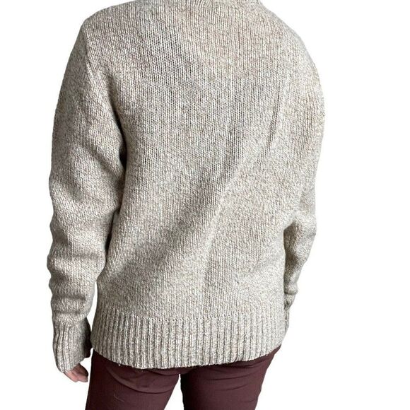 Vintage 1970s Woolrich Womens Tan Marled Wool Crewneck Preppy Sweater Sz L - Picture 2 of 8